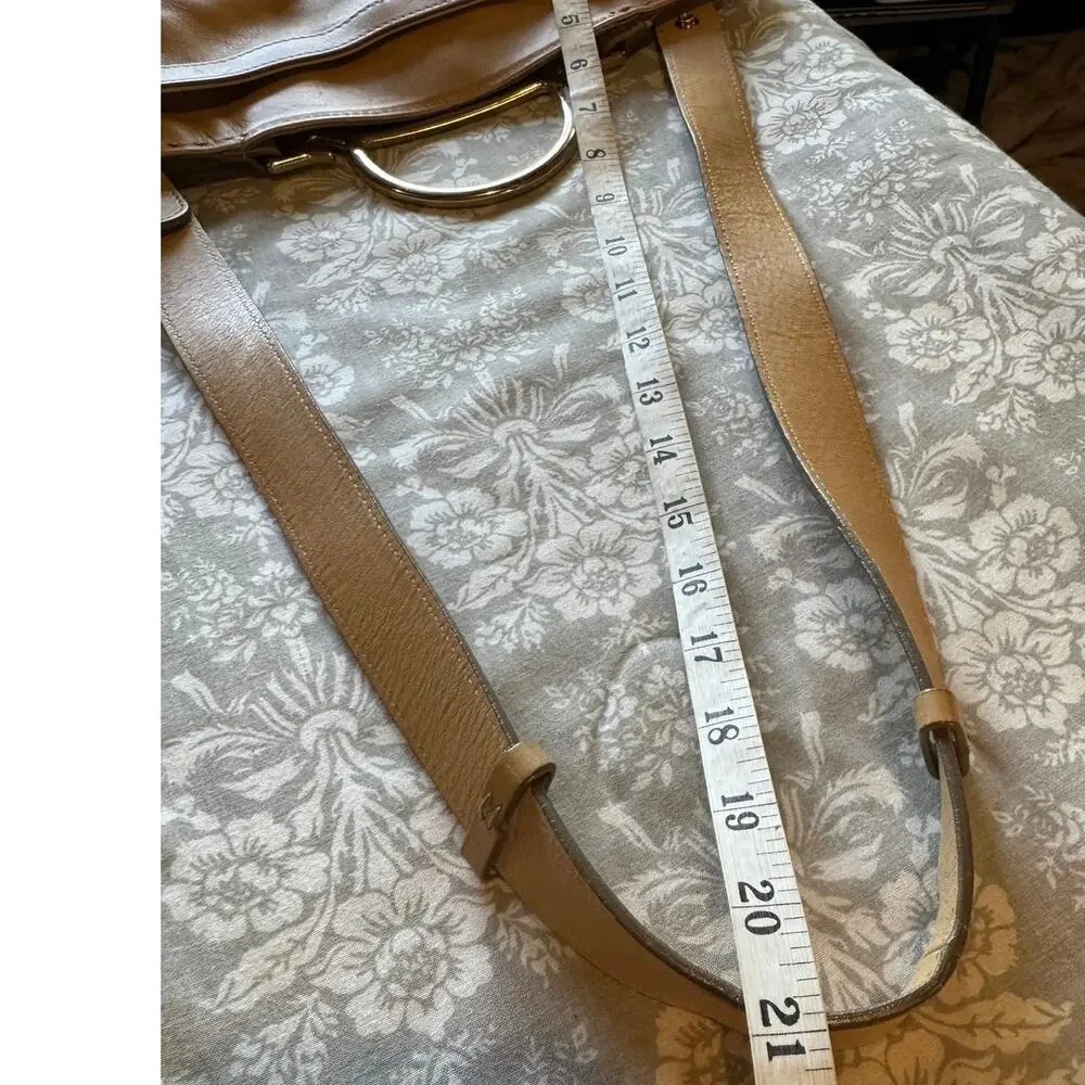 Borbonese Made in Italy Tan Leather Foldover Crossbody Shoulder Bag Purse